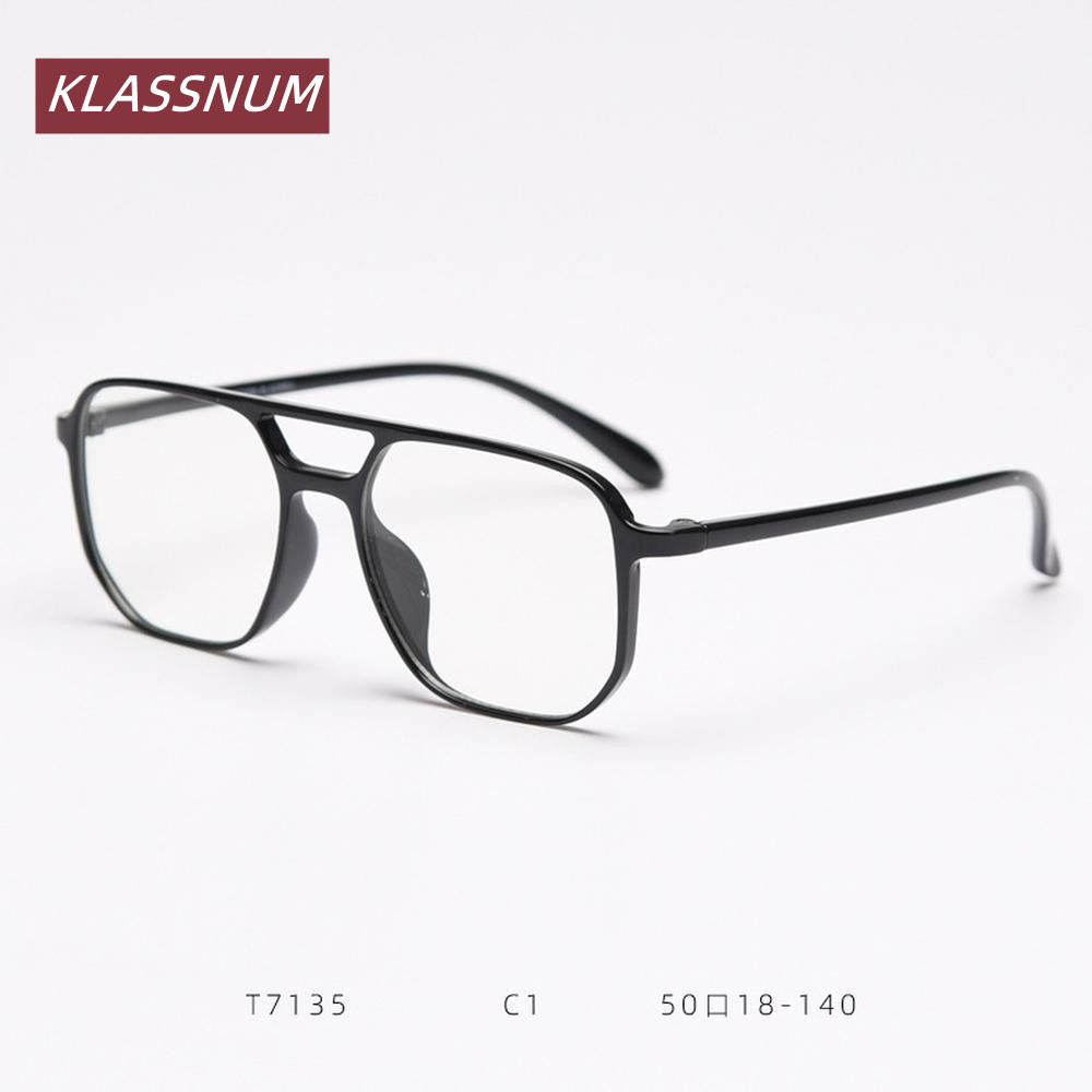 KLASSNUM ダブルブリッジスクエア眼鏡フレーム男性女性 - Men'S Fashion Non Prescription Glasses のレビューと価格