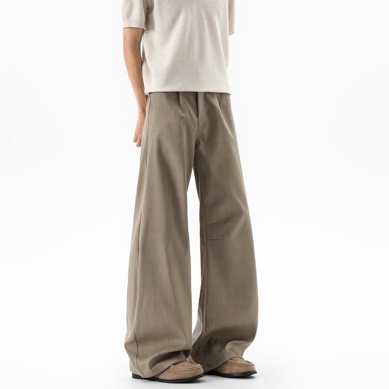 カーキヴィンテージプリーツメンズスーツパンツルーズストレート - Men'S Fashion Khaki Pants のレビューと価格