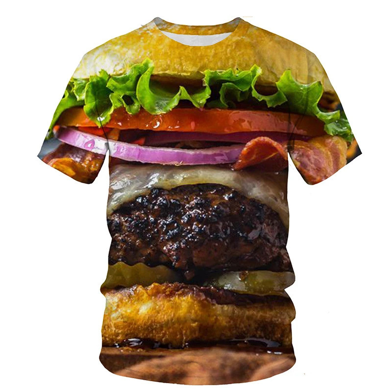 面白い目玉焼き3DプリントTシャツ 食品 ハンバーガー ポテ - Men'S Fashion Hamburg のレビューと価格