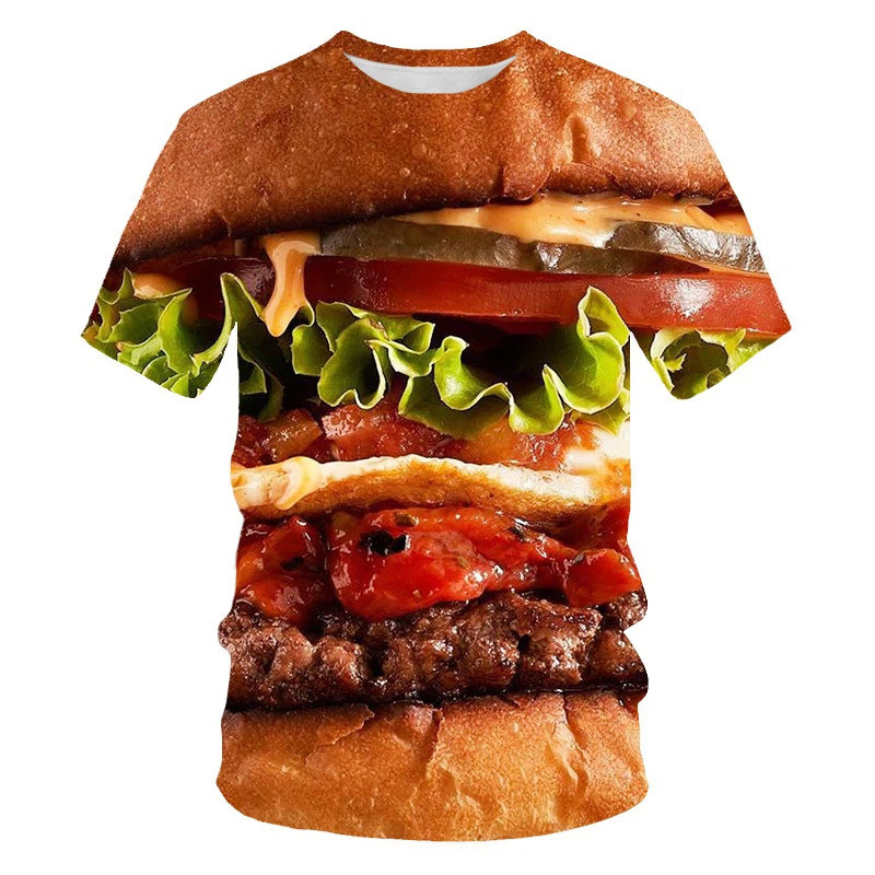 面白い目玉焼き3DプリントTシャツ 食品 ハンバーガー ポテ - Men'S Fashion Hamburg のレビューと価格